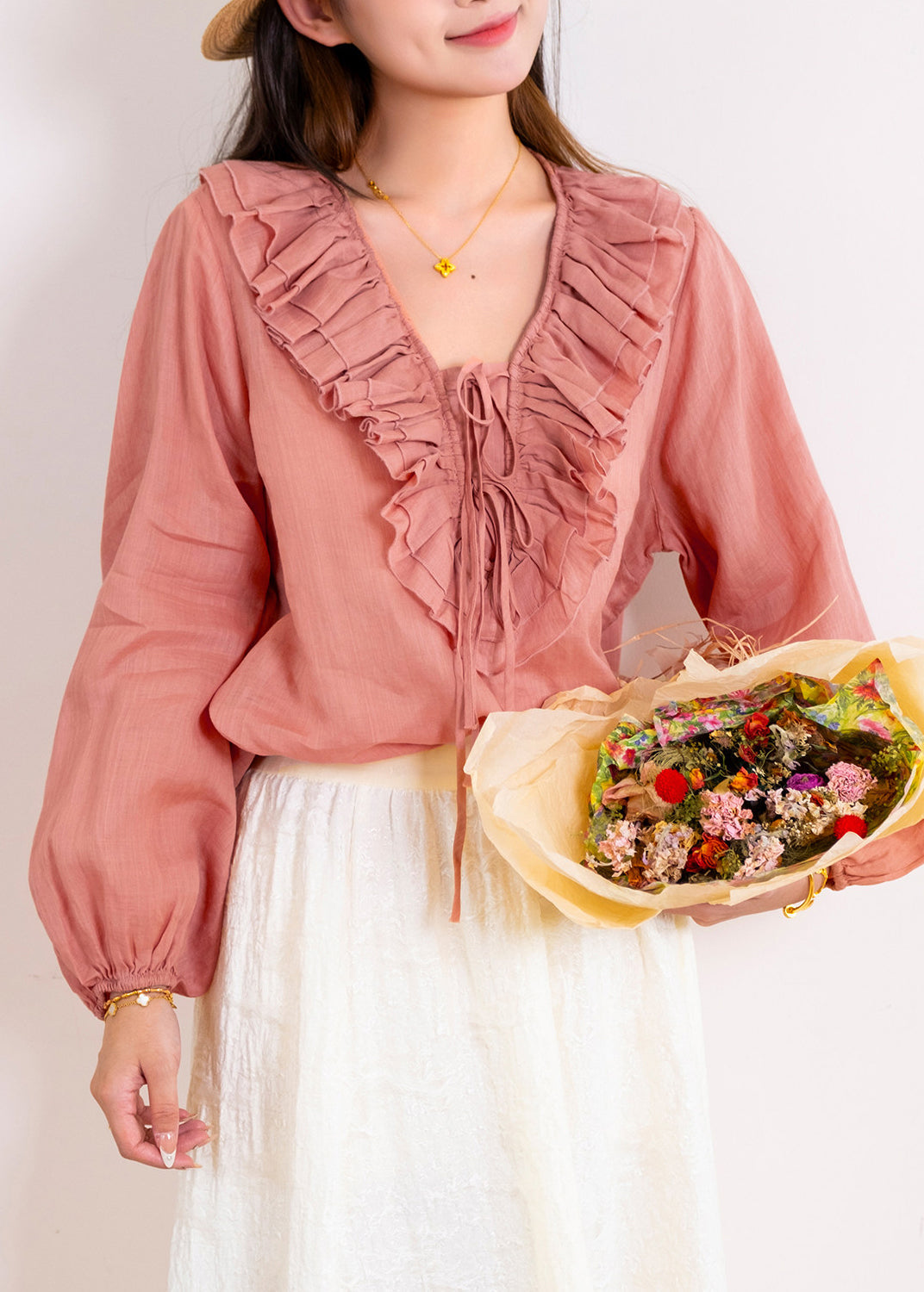 Dames Blouse Lange Mouwen Patchwork Design 0