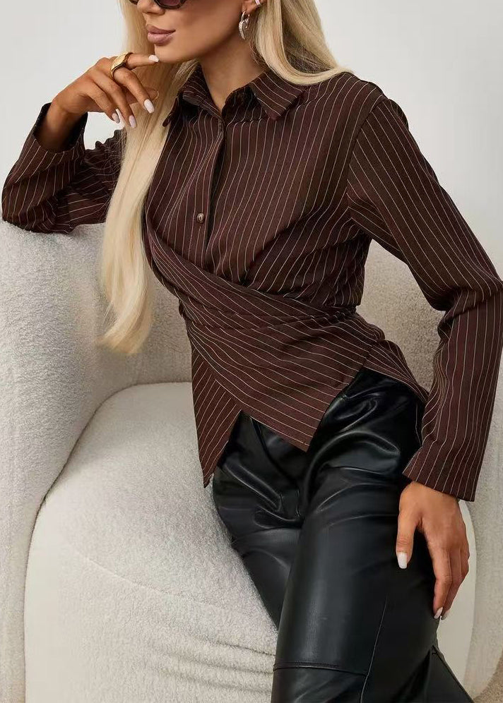 Dames Blouse Lange Mouwen Peter Pan-kraag Gestreept 3