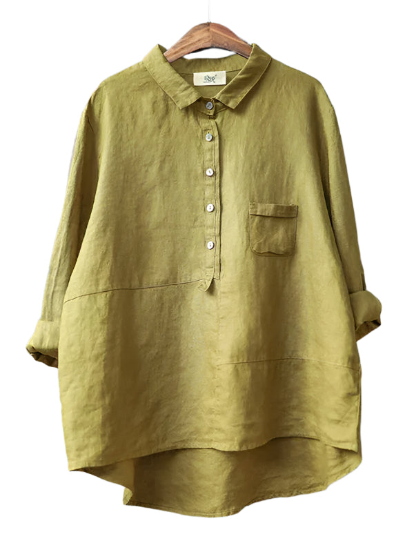 Dames Blouse Lange Mouwen Van Linnen 0