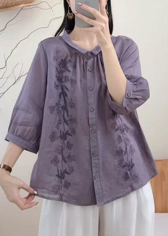 Dames Blouse Losse Geborduurde Vlinderstijl 2