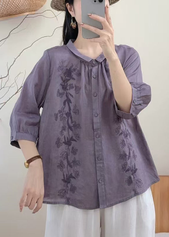Dames Blouse Losse Geborduurde Vlinderstijl 3