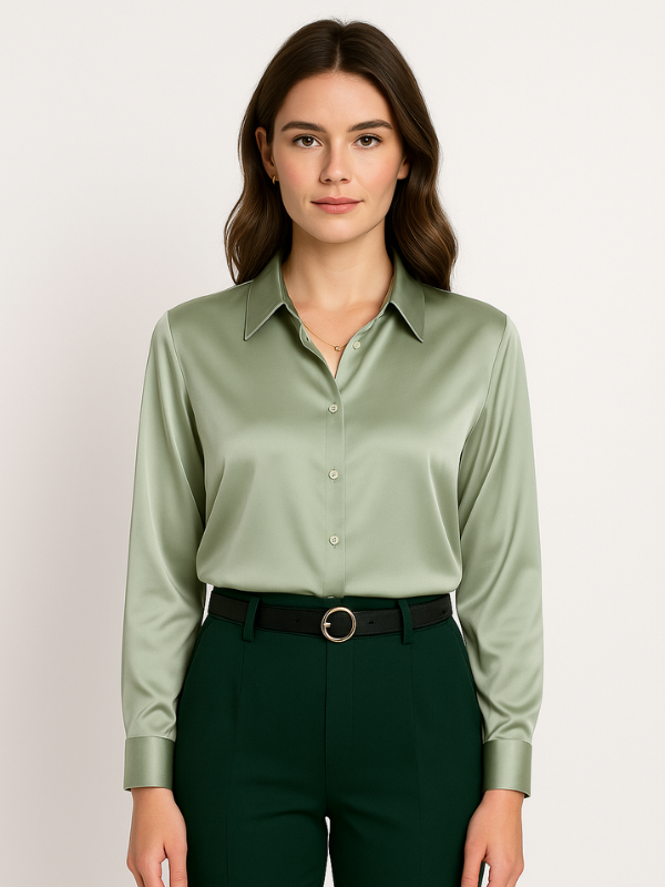 Dames Blouse Met Knopen in Satijn 11