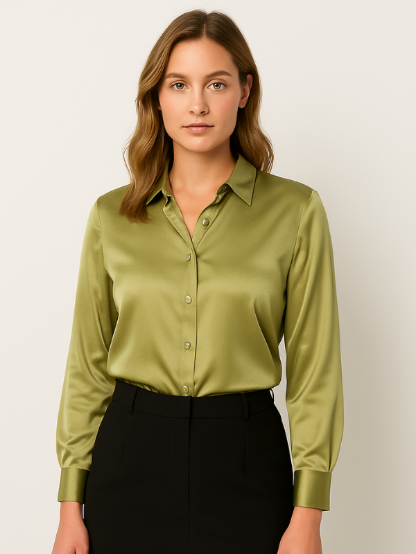 Dames Blouse Met Knopen in Satijn 12