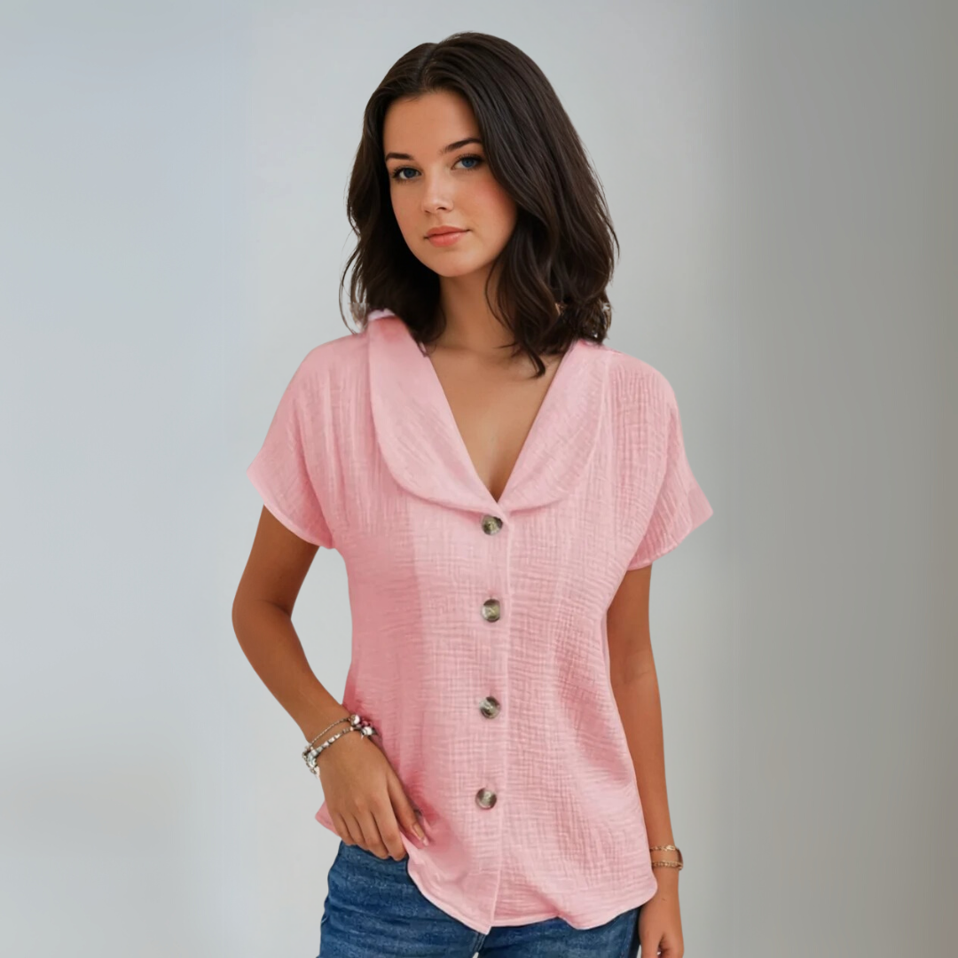 Dames Blouse Met Kraag en Knopen 4