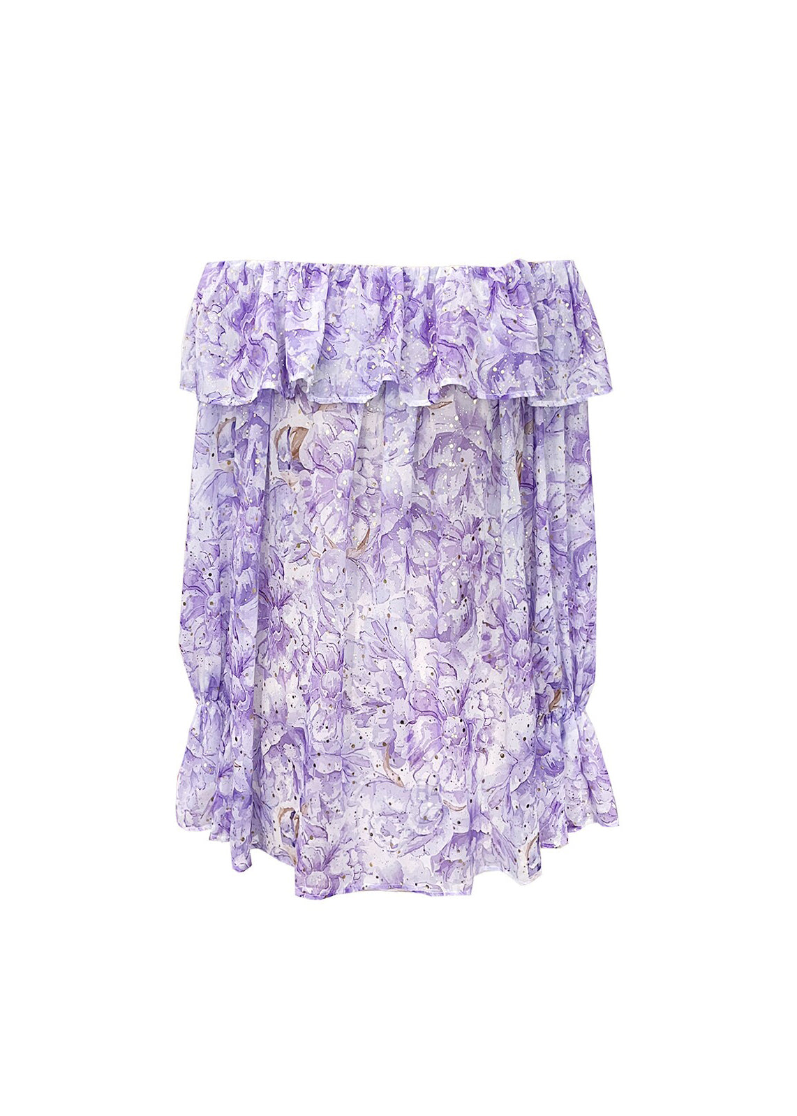 Dames Blouse Met Print En Ruches Schuine Hals 4