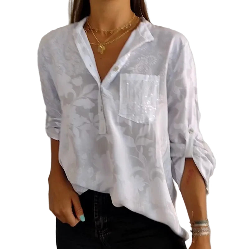 Dames Blouse Met Print en Voorzak Casual Stijl 0