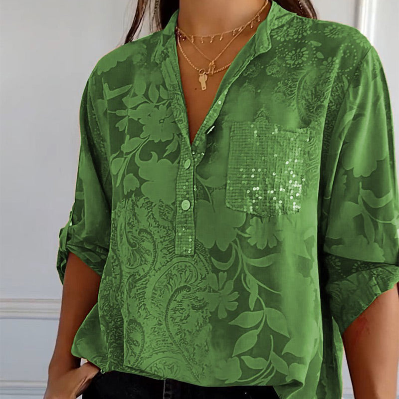 Dames Blouse Met Print en Voorzak Casual Stijl 6