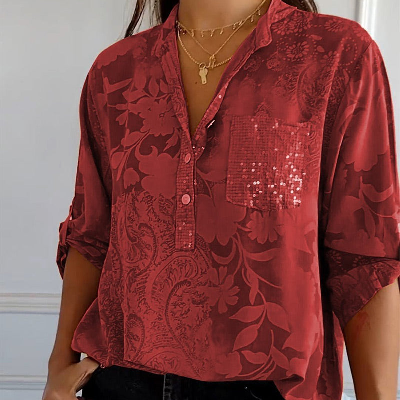 Dames Blouse Met Print en Voorzak Casual Stijl 7