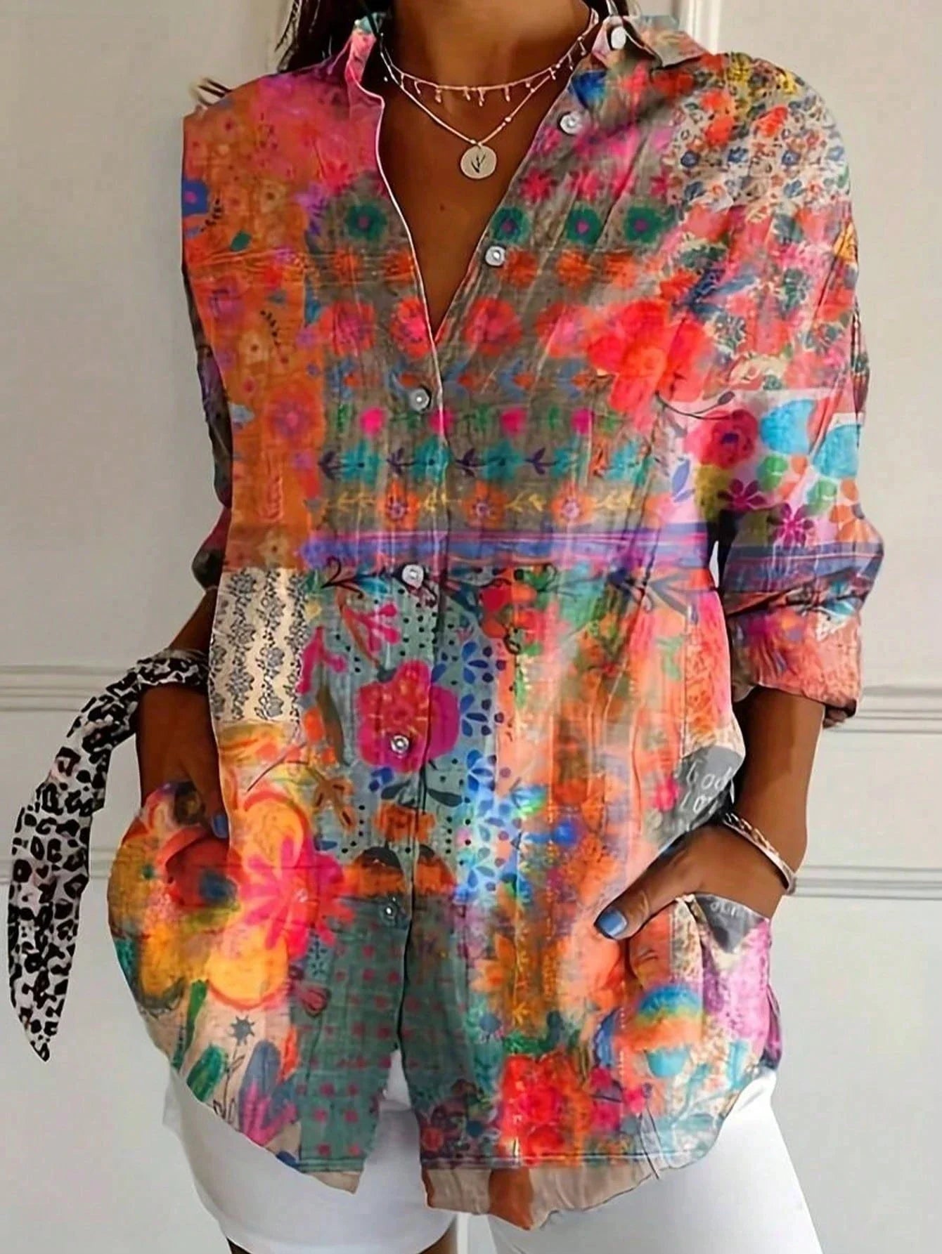 Dames Blouse Met Speelse Print Casual 1