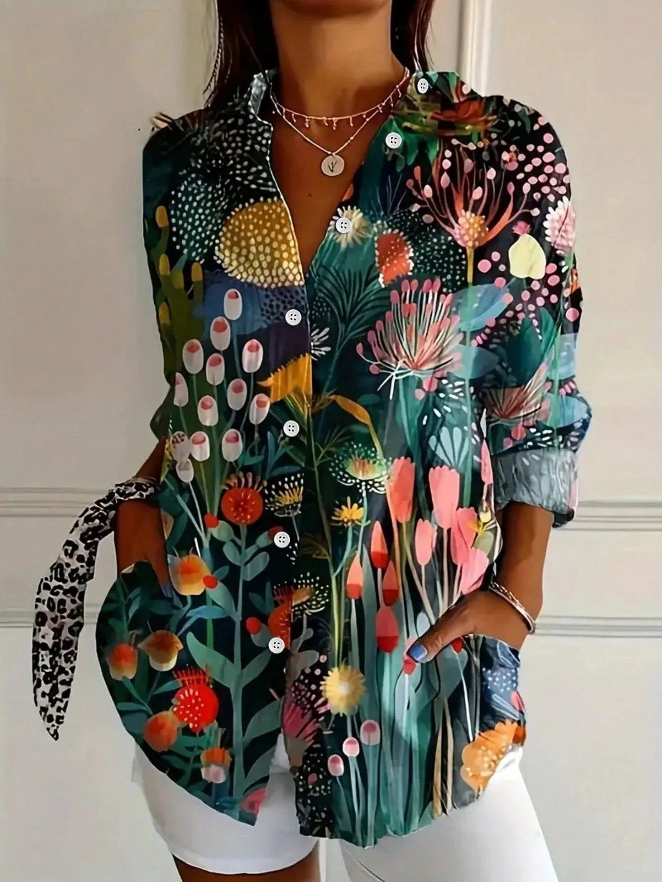 Dames Blouse Met Speelse Print Casual 2