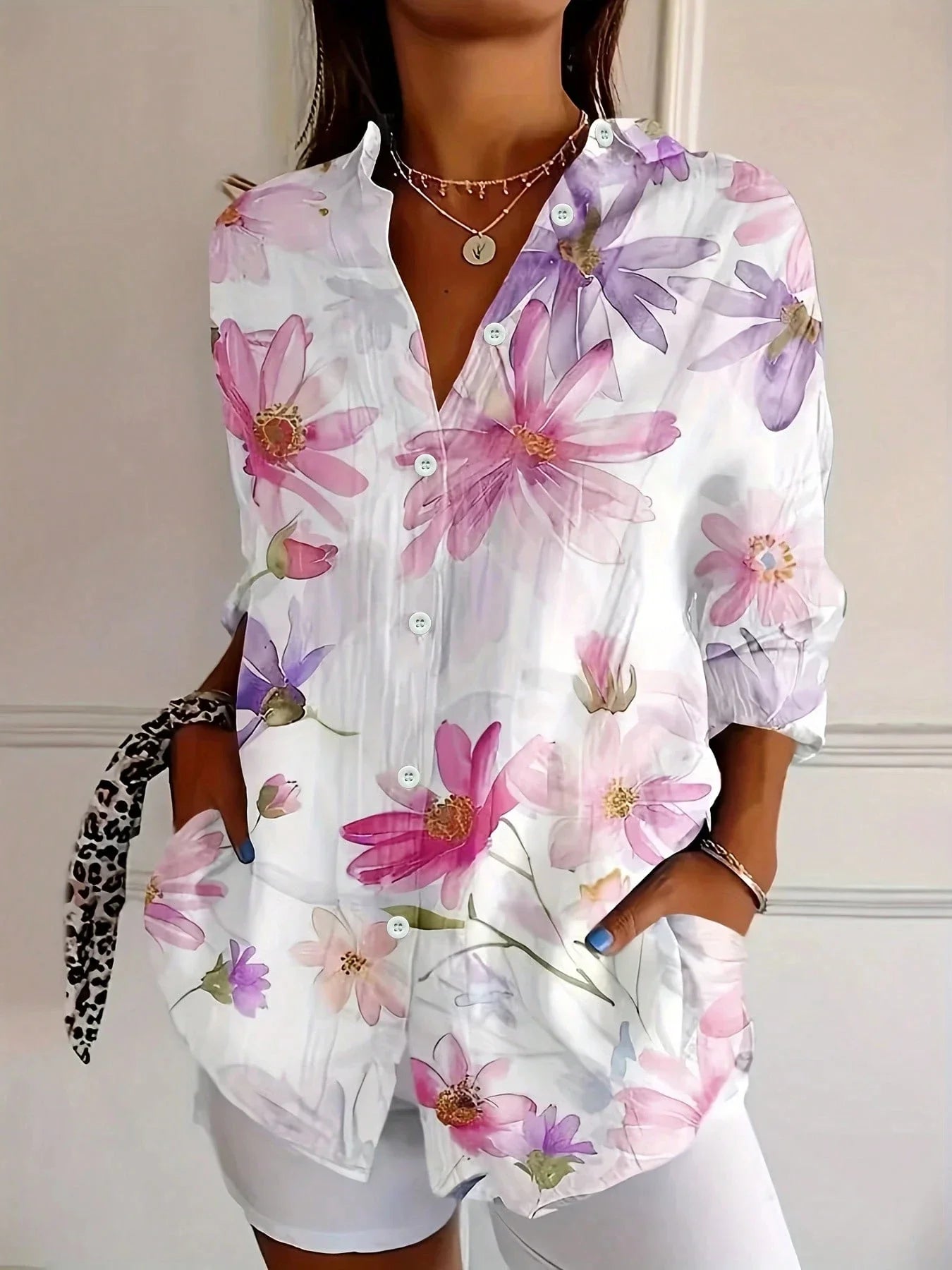 Dames Blouse Met Speelse Print Casual 3