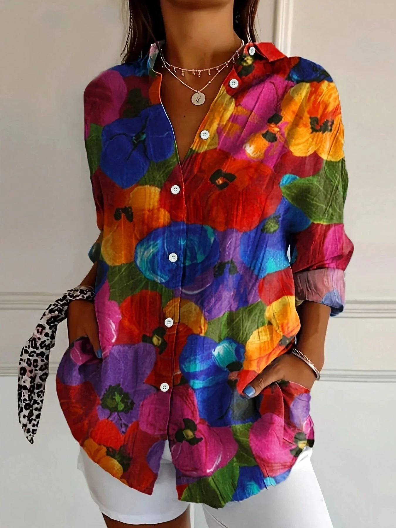 Dames Blouse Met Speelse Print Casual 5