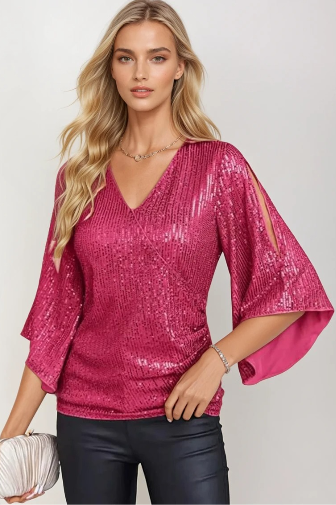 Dames Blouse Met Wrap Design en Bell Mouwen 4