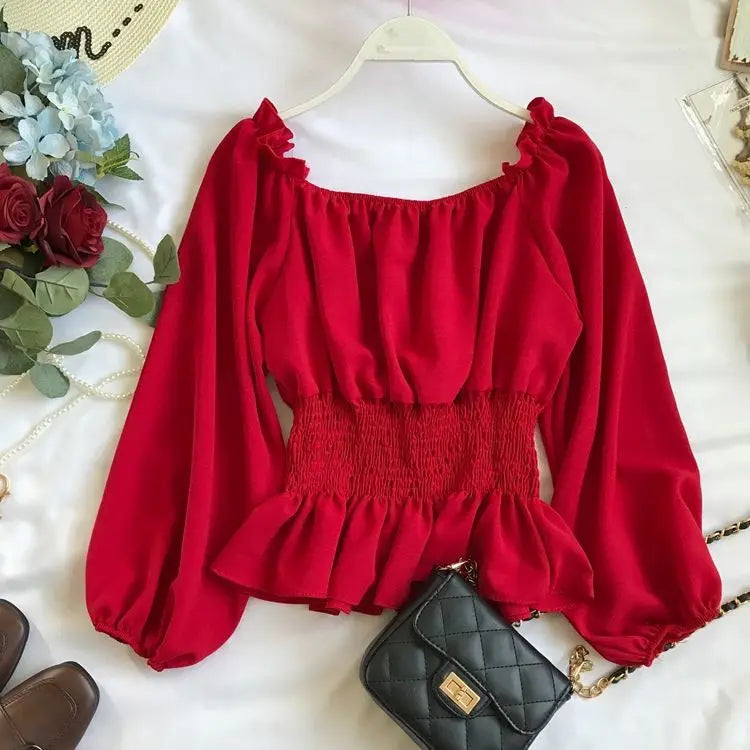 Dames Blouse Off-Shoulder Chiffon 8