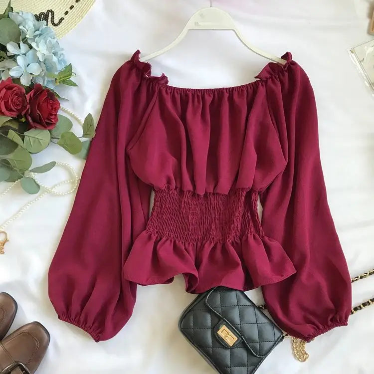 Dames Blouse Off-Shoulder Chiffon 9