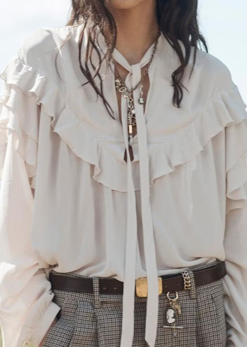 Dames Blouse Oversized Kant Ruches Lange Mouwen 3