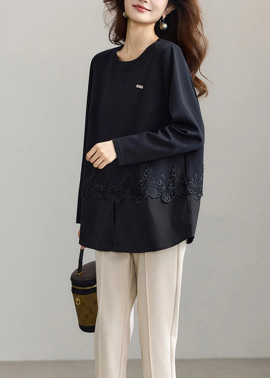 Dames Blouse Ronde Hals Patchwork stijl 2