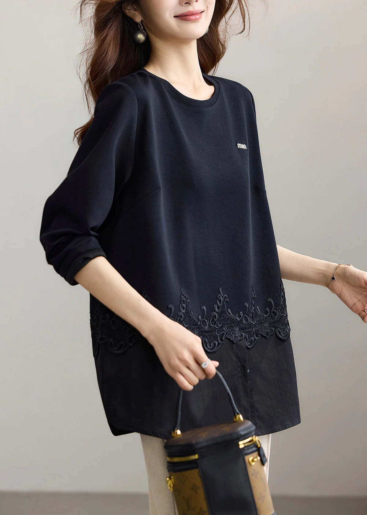 Dames Blouse Ronde Hals Patchwork stijl 3