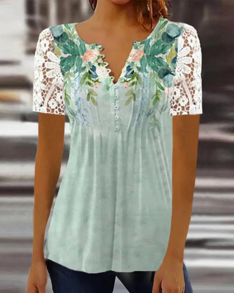 Dames Blouse V-hals Bloemenprint Casual 8