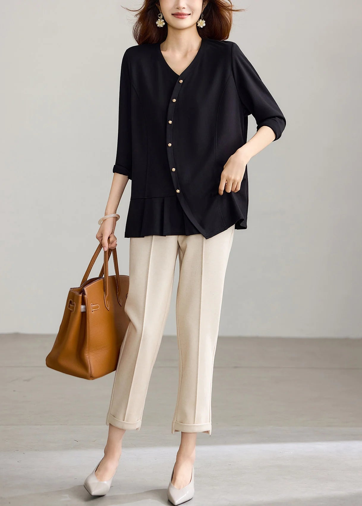 Dames Blouse V-hals Casual Lange Mouwen 2