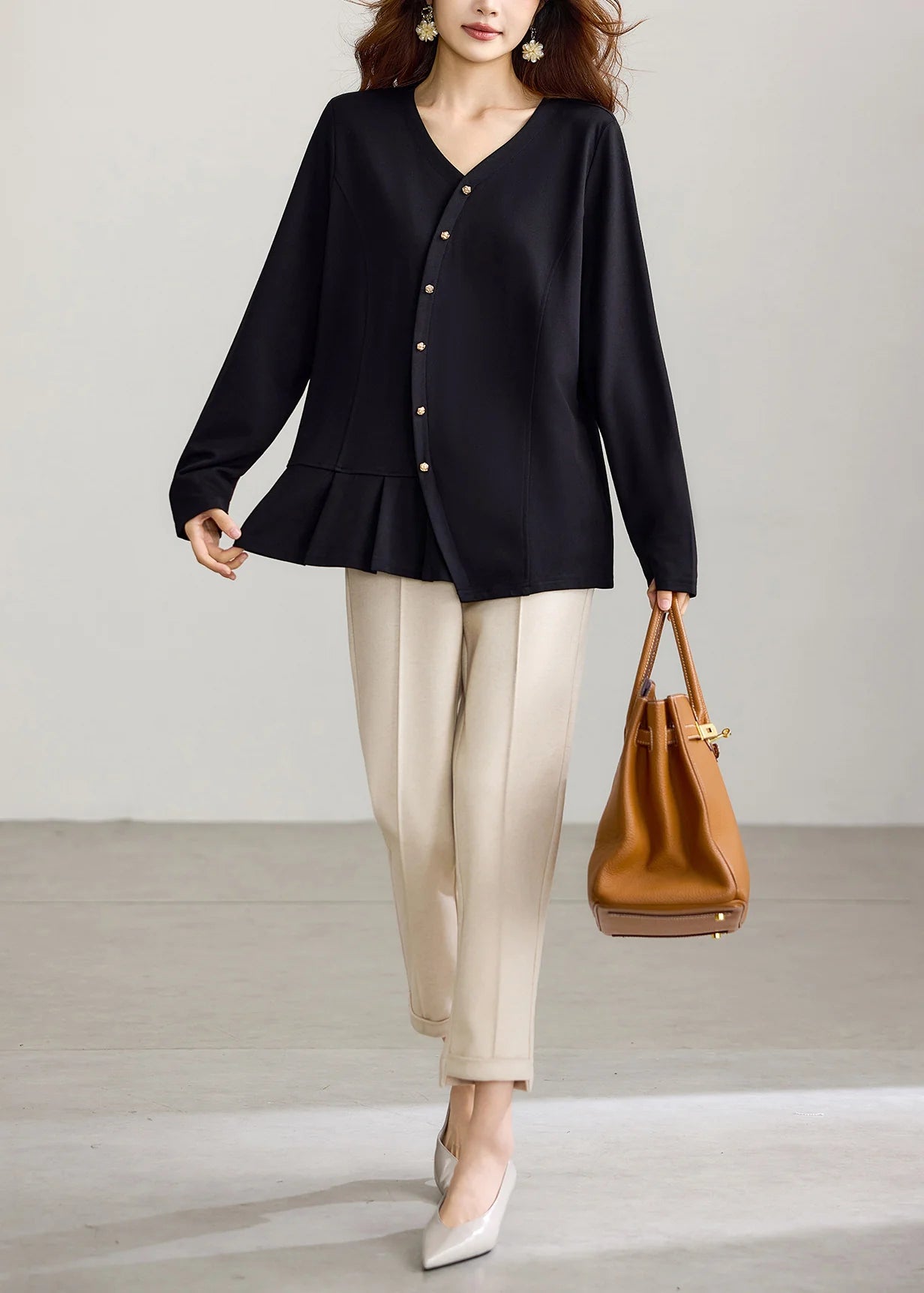 Dames Blouse V-hals Casual Lange Mouwen 3