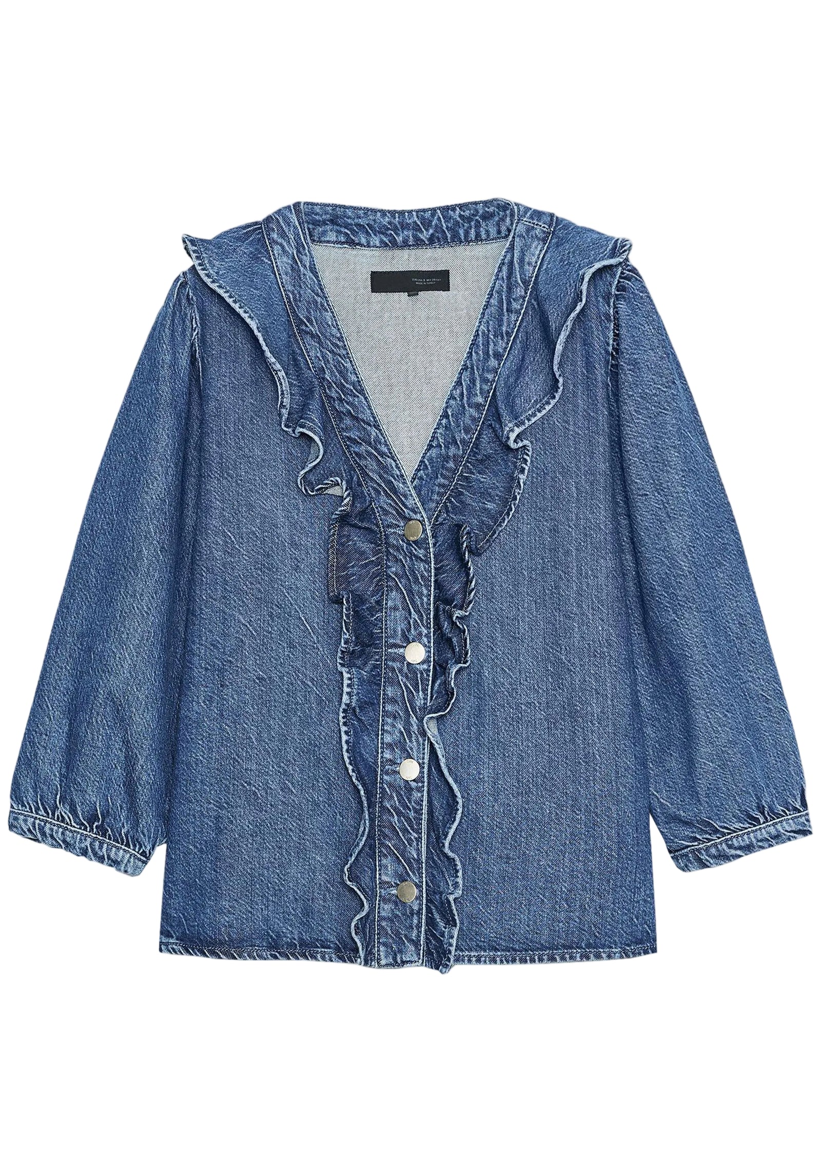 Dames Blouse V-hals Met Ruches Lange Mouwen 4