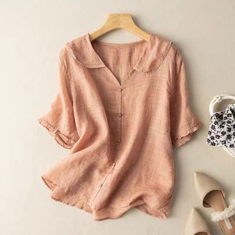 Dames Blouse Vintage met Geschulpte Kraag 1