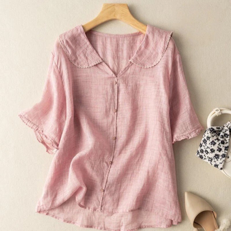 Dames Blouse Vintage met Geschulpte Kraag 3