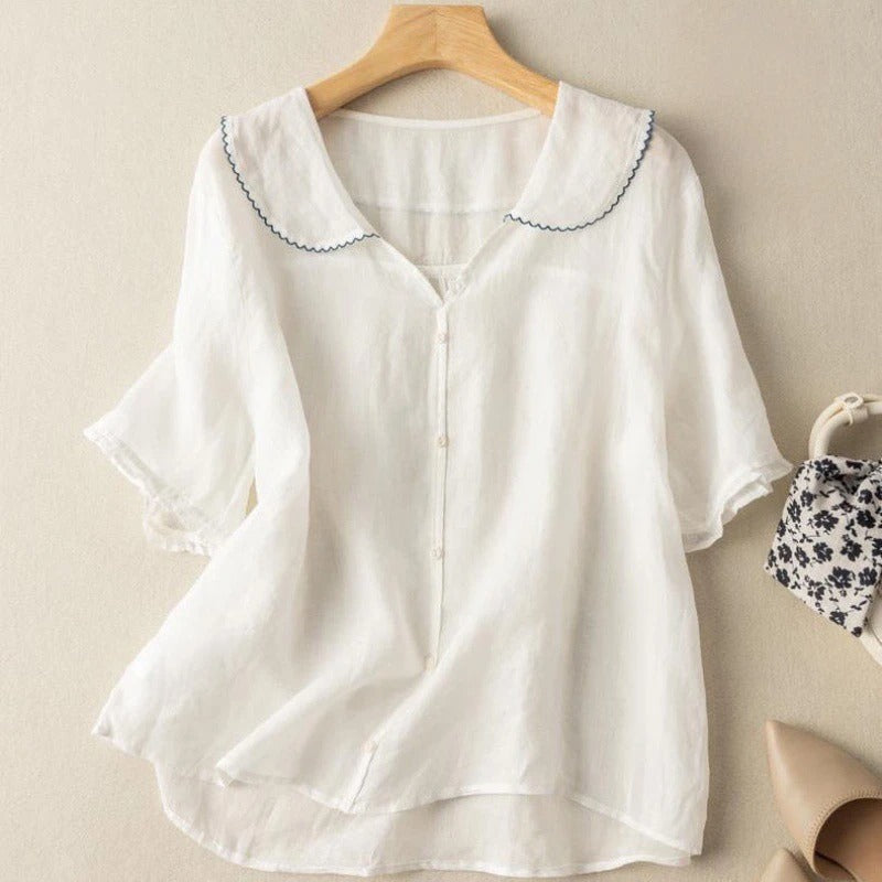 Dames Blouse Vintage met Geschulpte Kraag 4