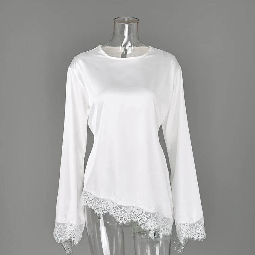 Dames Blouse met Flare Mouwen en Asymmetrisch Design 3