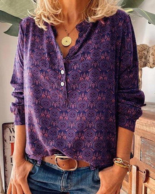 Dames Blouse met Lange Mouwen Vintage Stijl 1