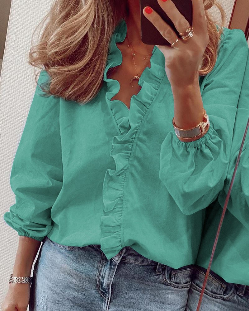 Dames Blouse met Ruches en Lantaarnmouwen 3