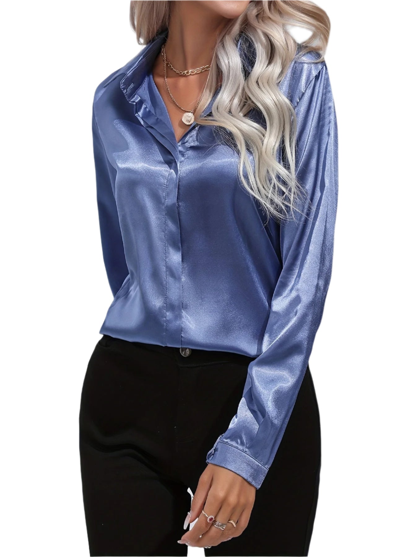 Dames Blouse van Satin in Chic Herfststijl 0