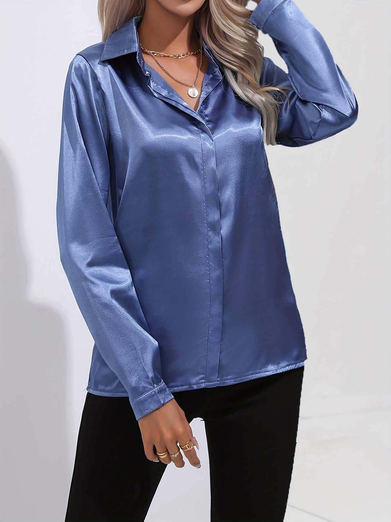 Dames Blouse van Satin in Chic Herfststijl 2