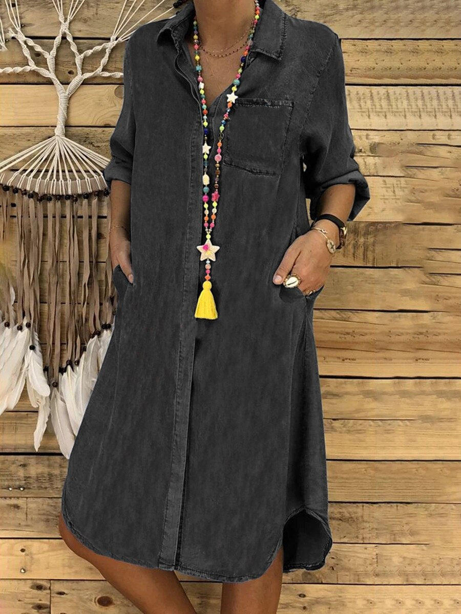Dames Blousejurk Casual Denim Stijl 1