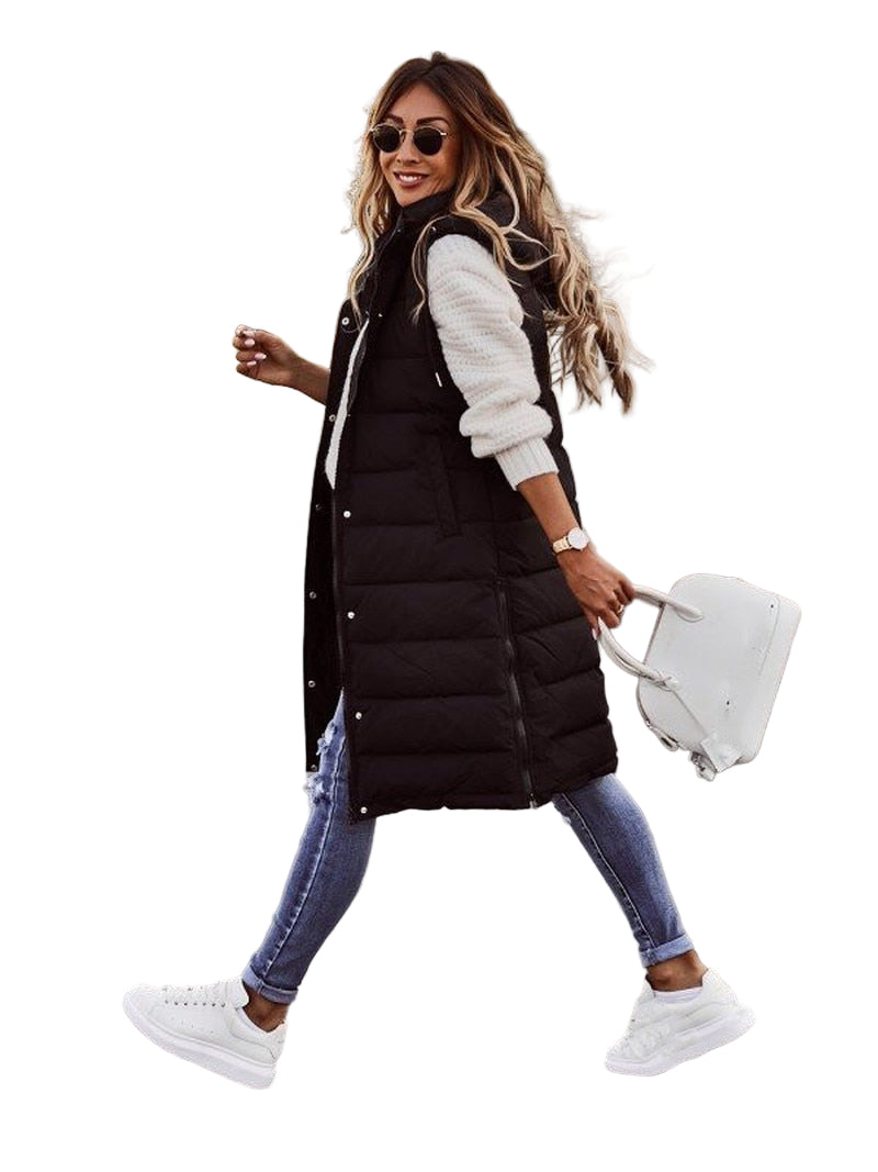Dames Bodywarmer Lange Steppweste voor Comfortabele Lagenlook 0