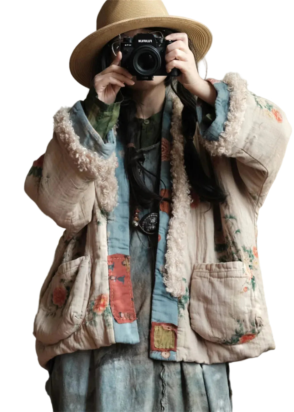Dames Boho Jas Patchwork Met Zakkenprint 3