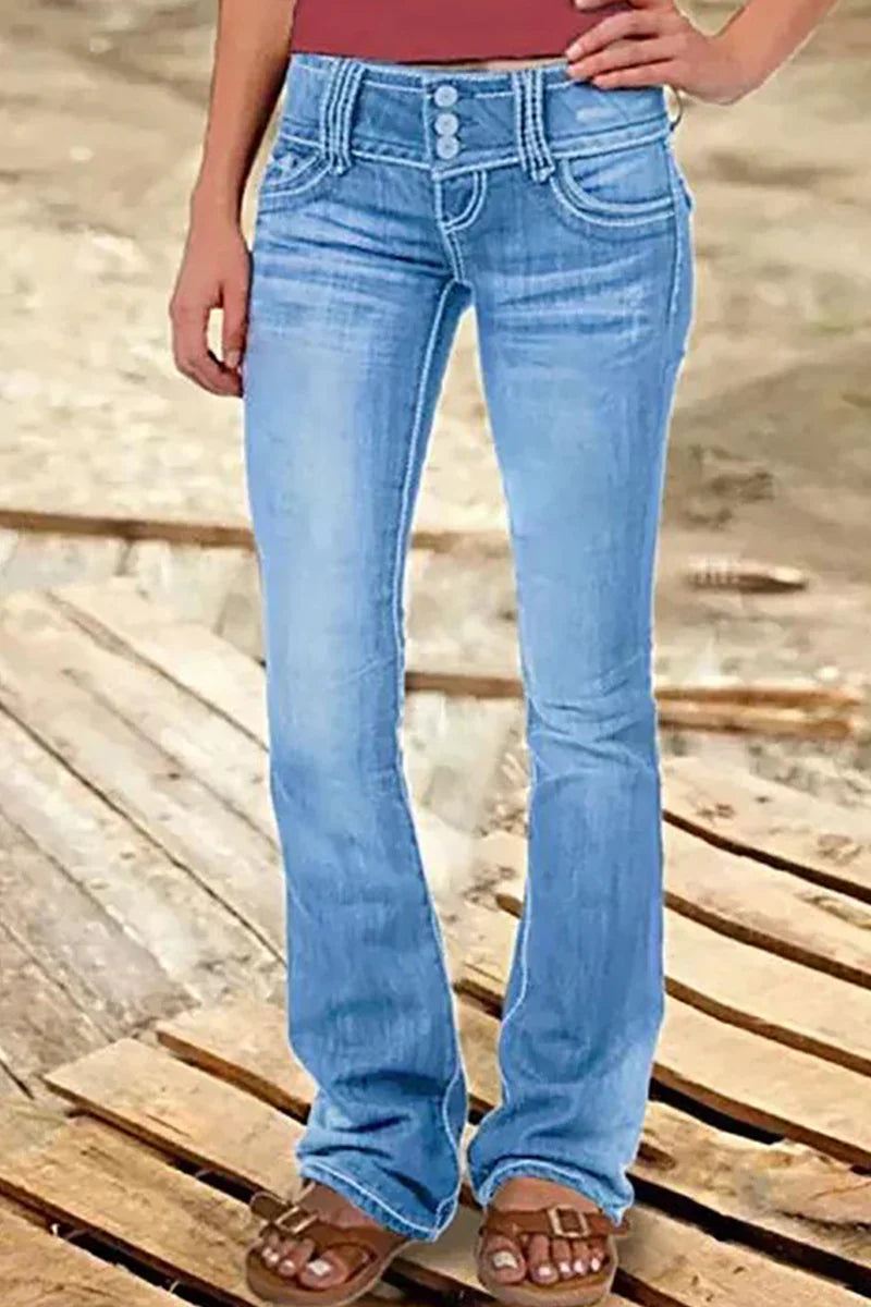 Dames Bootcut Denim Jeans Gescheurd 5
