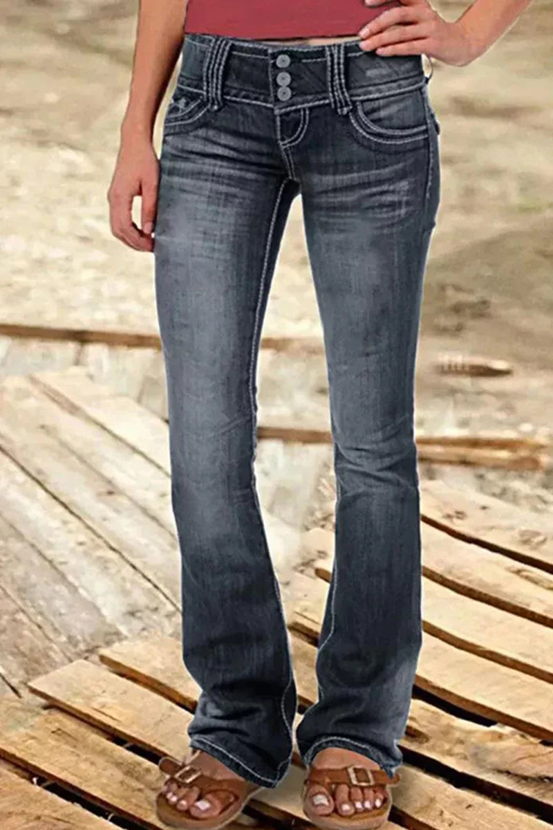 Dames Bootcut Denim Jeans Gescheurd 6