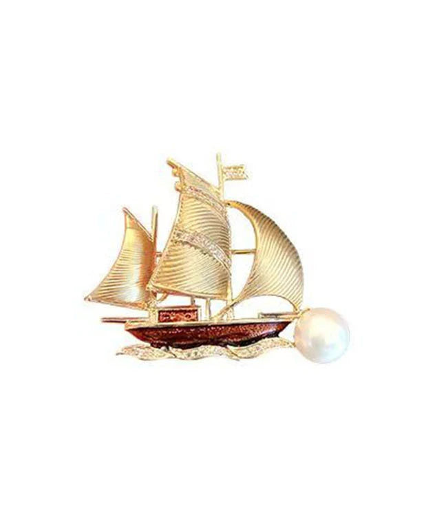 Dames Broche Met Zirkoon En Parel Accent 4