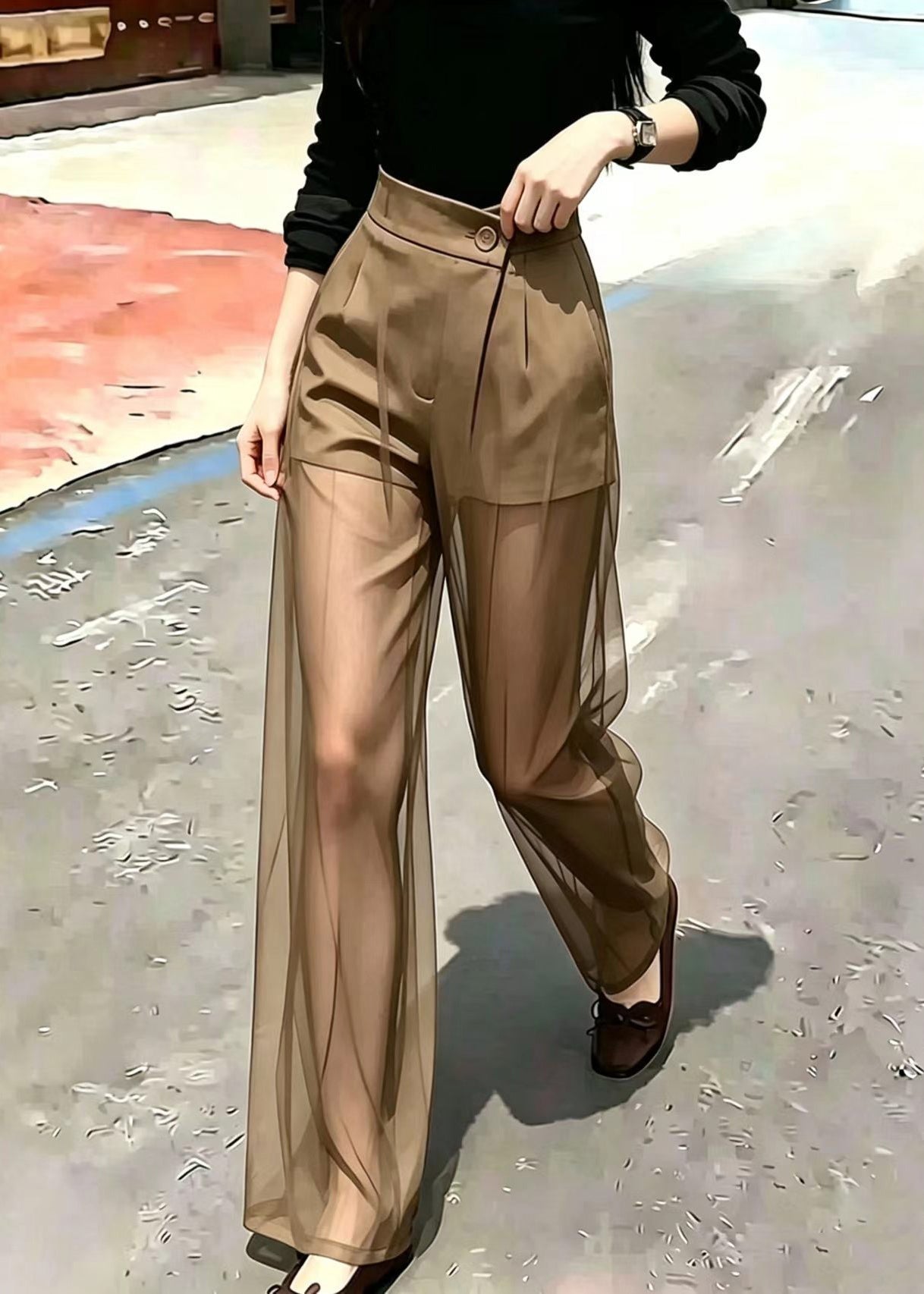 Dames Broek Gedrapeerd Tule Zomerstijl 1