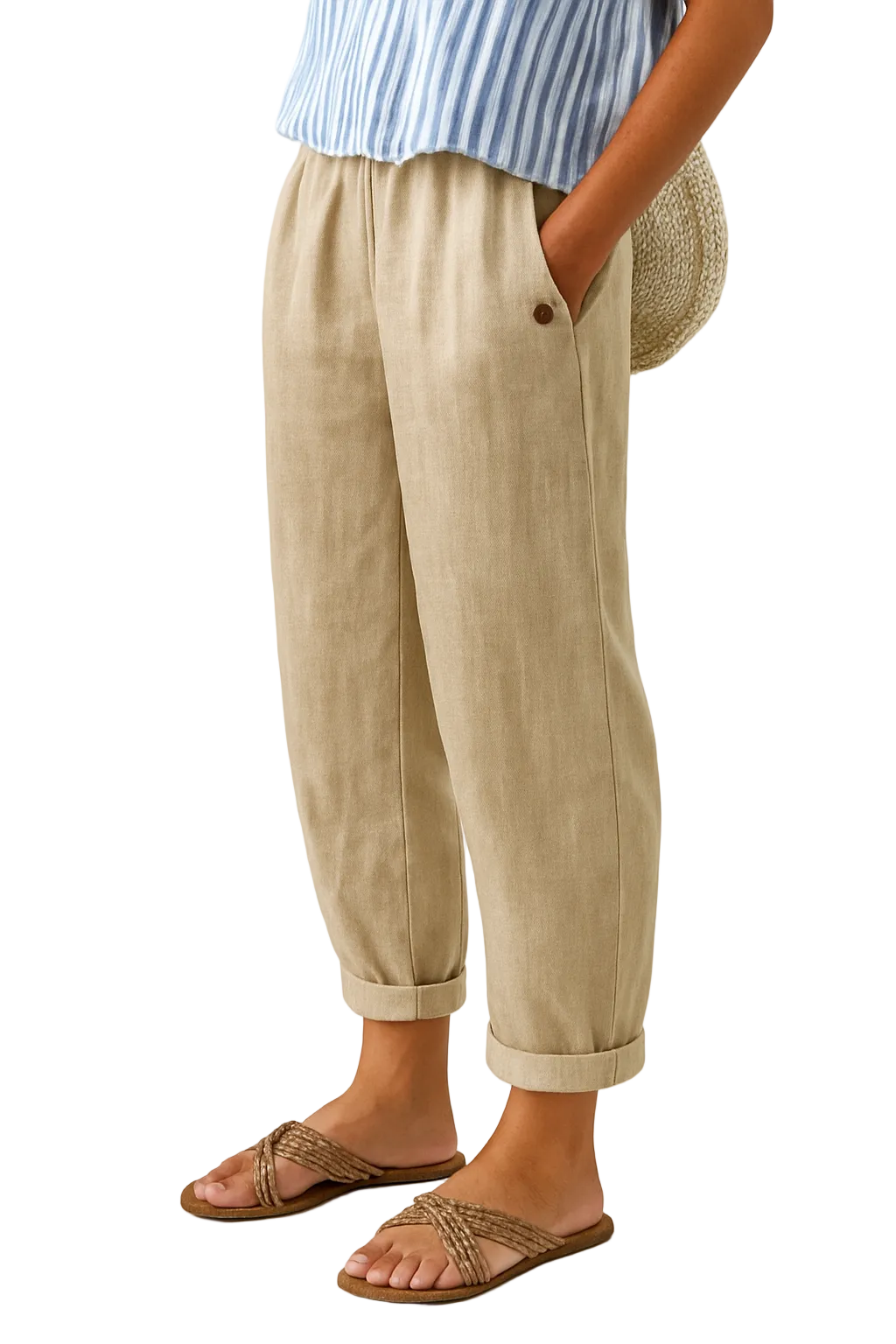 Dames Broek Rechte Pijp met Zijzakken voor Casual en Verfijnde Looks 0