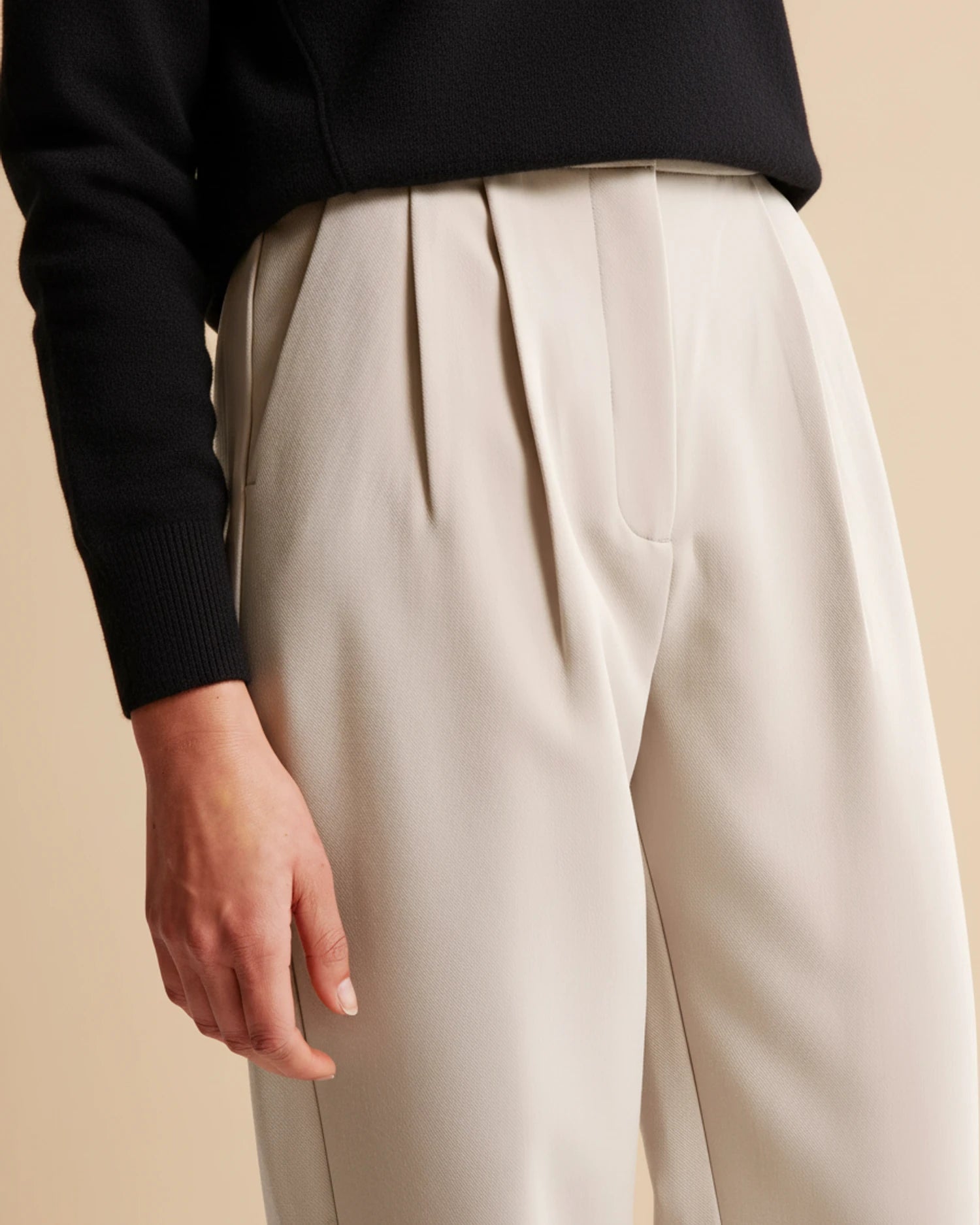 Dames Broek met Hoge Taille en Geplooide Pijpen 2
