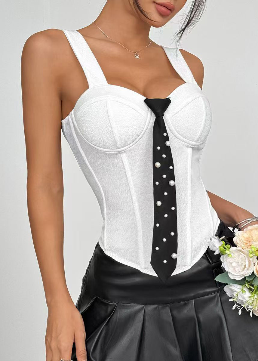 Dames Bustier Top Met Stropdas Modern Design 2