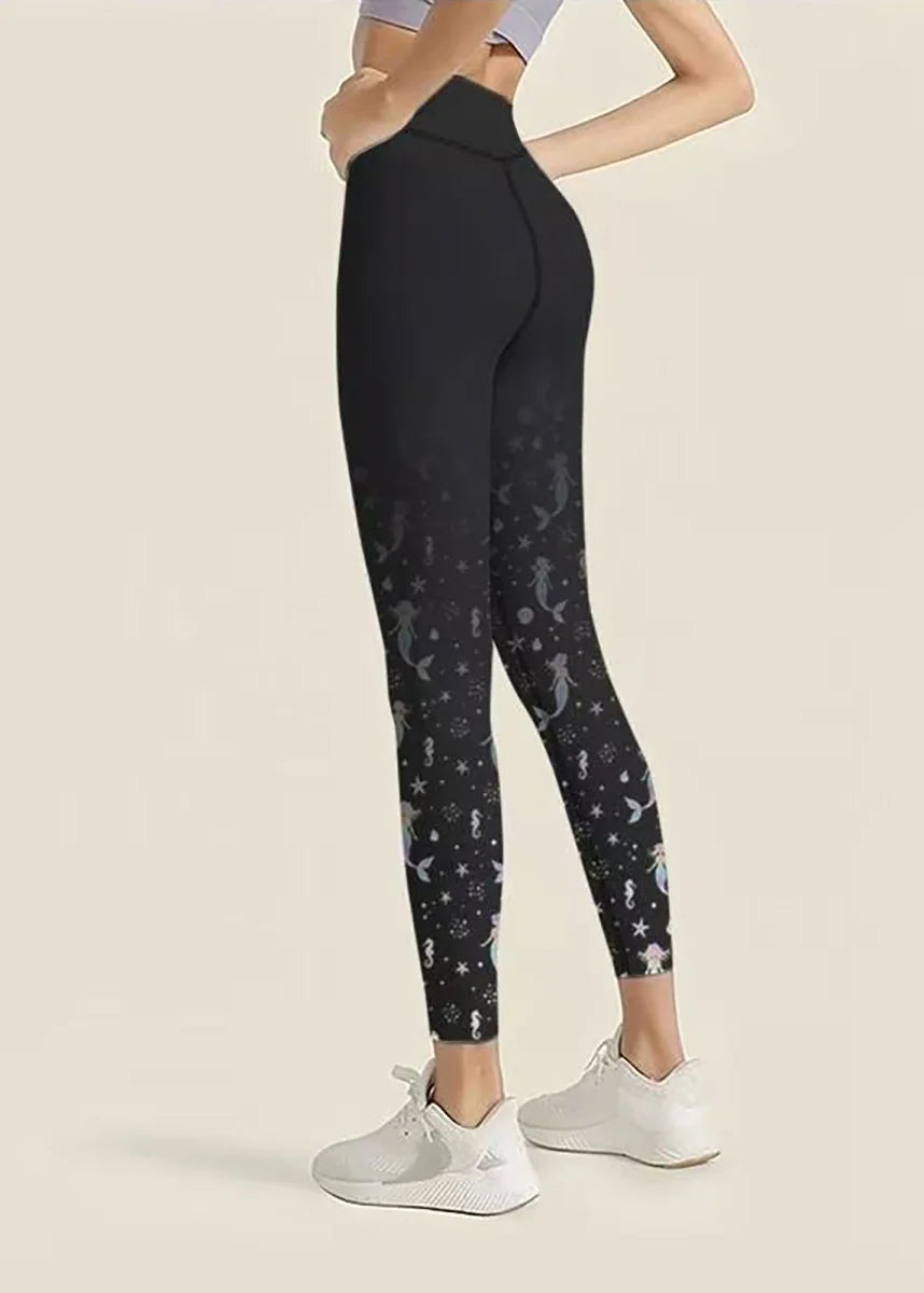 Dames Capri Legging Met Zeemeerminprint En Hoge Taille 3