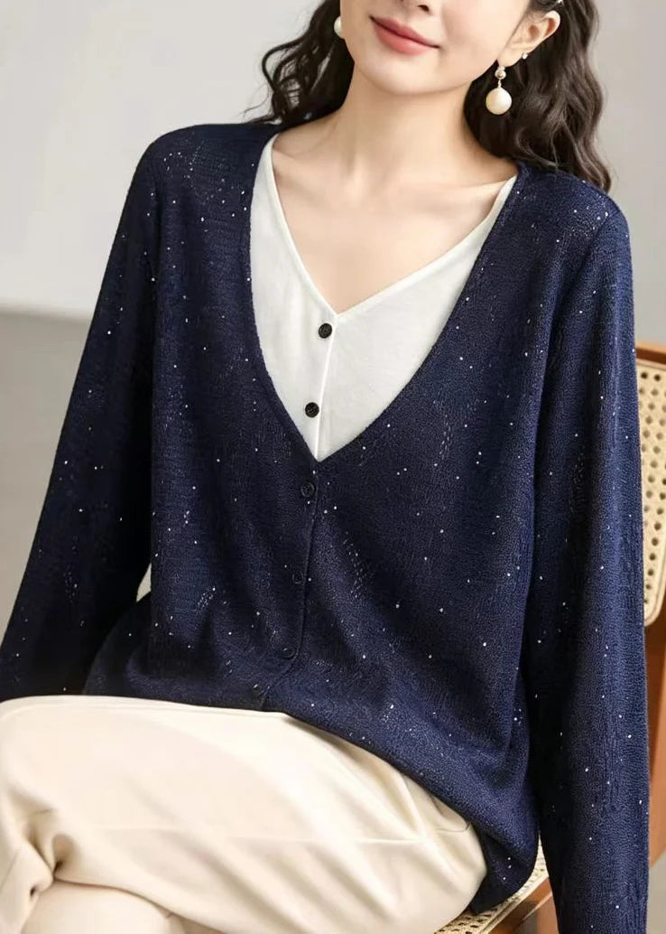 Dames Cardigan V-hals Tweedelig Casual Design 4