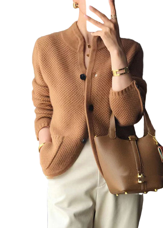 Dames Cashmere Cardigan met Staande Kraag en Knopen 1