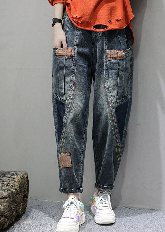 Dames Casual Denim Broek met Pockets en Patchwork 1