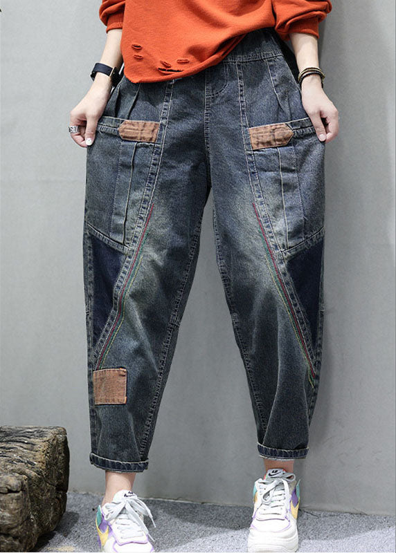 Dames Casual Denim Broek met Pockets en Patchwork 2