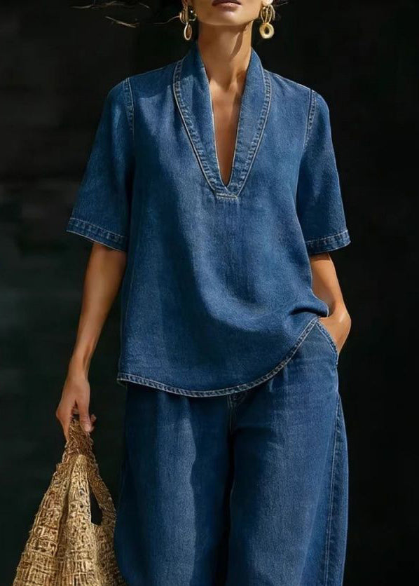 Dames Casual Denim T-shirt en Jeans Set 4